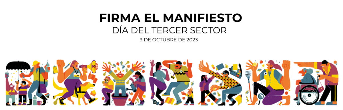 [11:19] Patricia  Aznarez (Plataforma Tercer Sector)  Firma el manifiesto por el Día del Tercer Sector, el 9 de octubre de 2023. La imagen es una composición de las ilustraciones que evocan al Tercer Sector. 