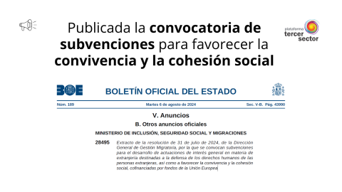 Publicada la convocatoria de la Dirección General de Gestión Migratoria para proyectos destinados a favorecer la convivencia y la cohesión social