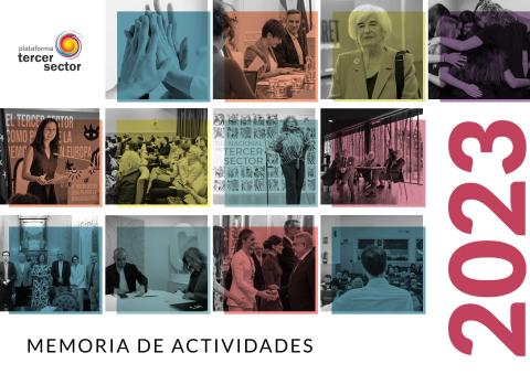 Portada de la memoria anual de actividades de la Plataforma del Tercer Sector 2023